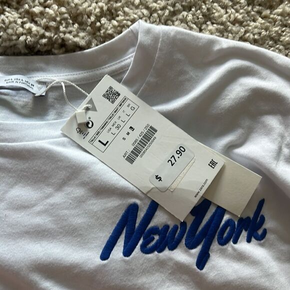 new zara PRINTED T-SHIRT WITH EMBROIDERY - Picture 4 of 6